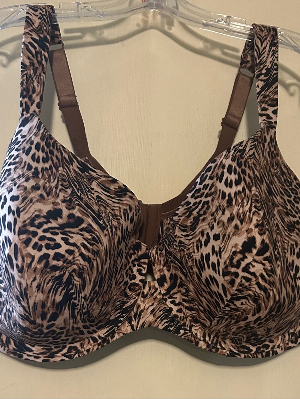Women's Leopard Print Underwire Bra in Brown